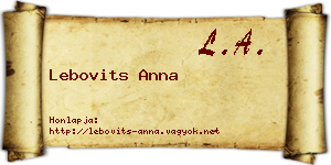 Lebovits Anna névjegykártya